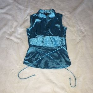 BCX Sleeveless Aqua Shirt Size Small